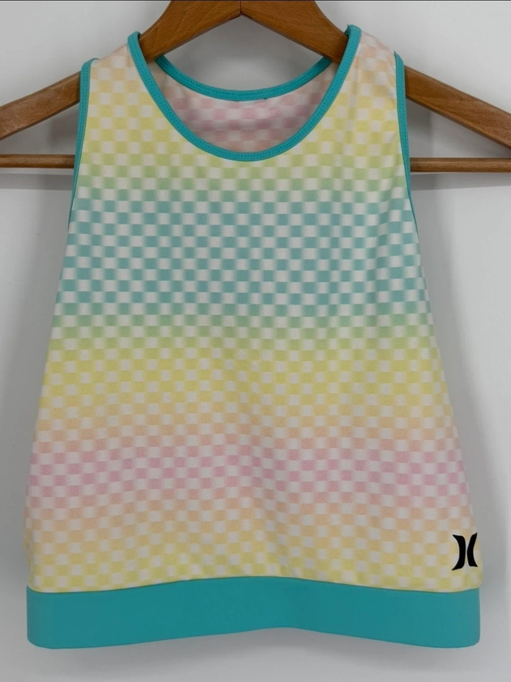 HURLEY Girls Checkered Active Tank Top in Pastel Multi